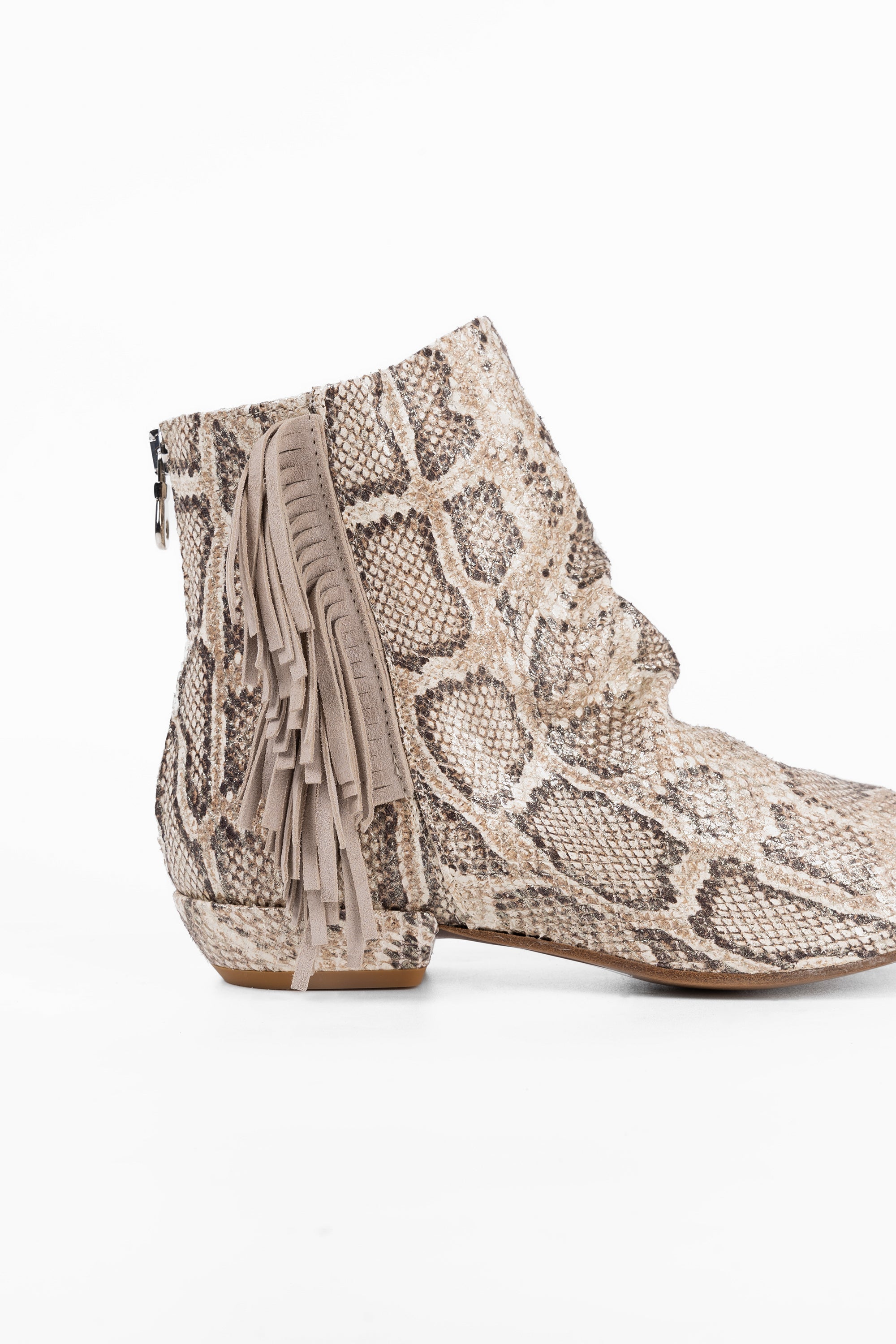 Stivaletti in Pelle Pitone Pietra e Camoscio Corinne - Mimmu