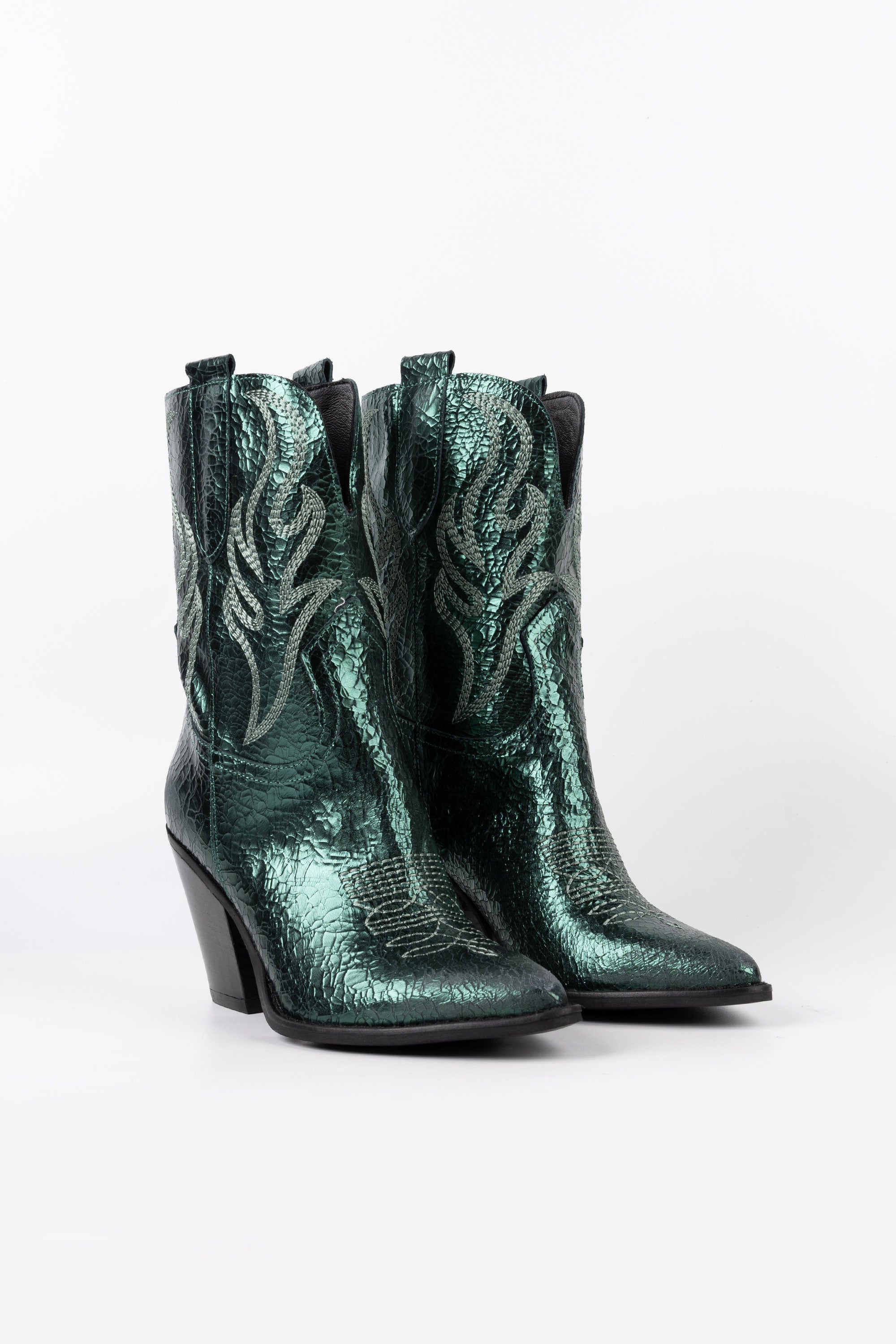 Stivaletti Texani in Pelle Laminata Monique