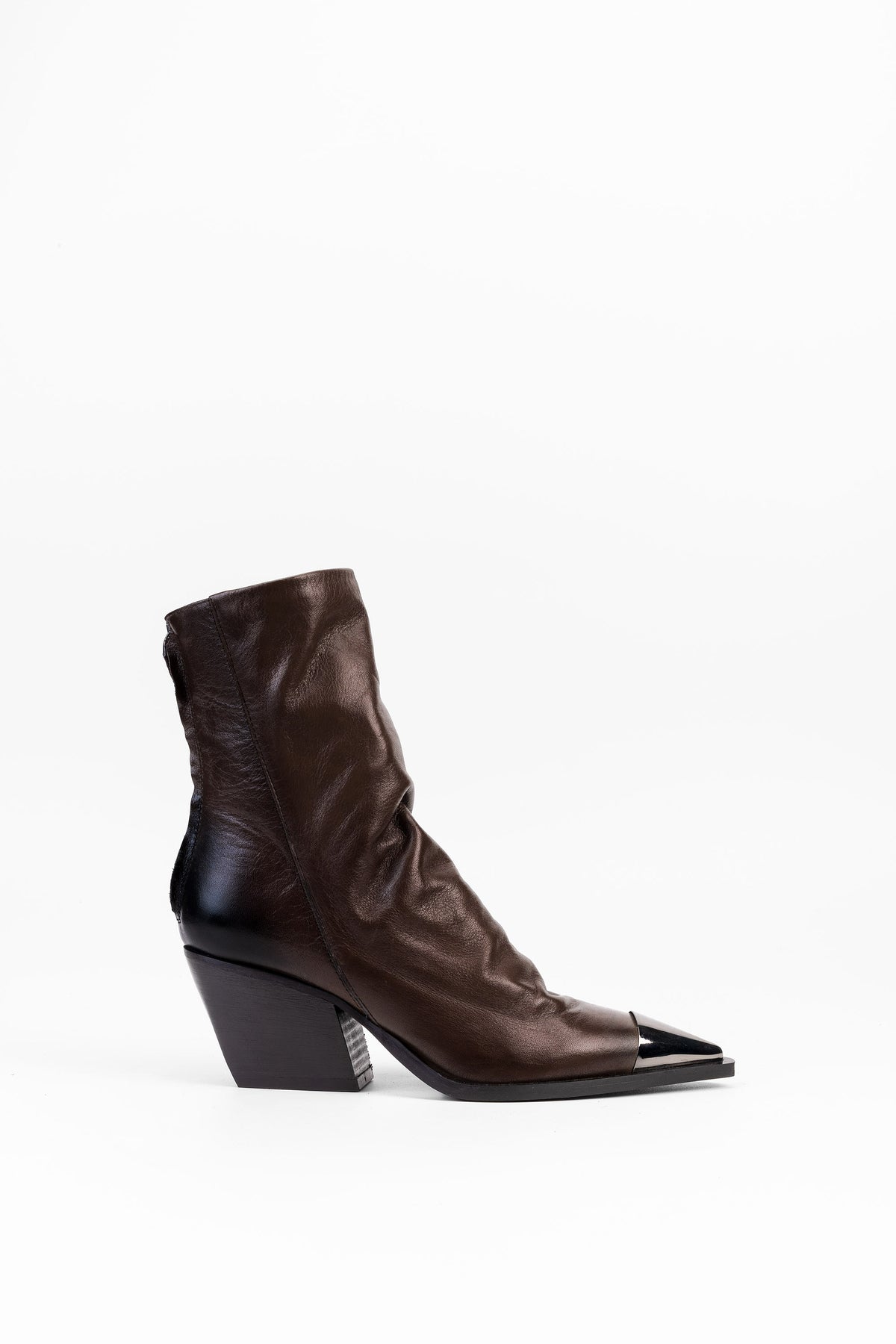 Nadine Leather Western Ankle Boots with Metal Toe