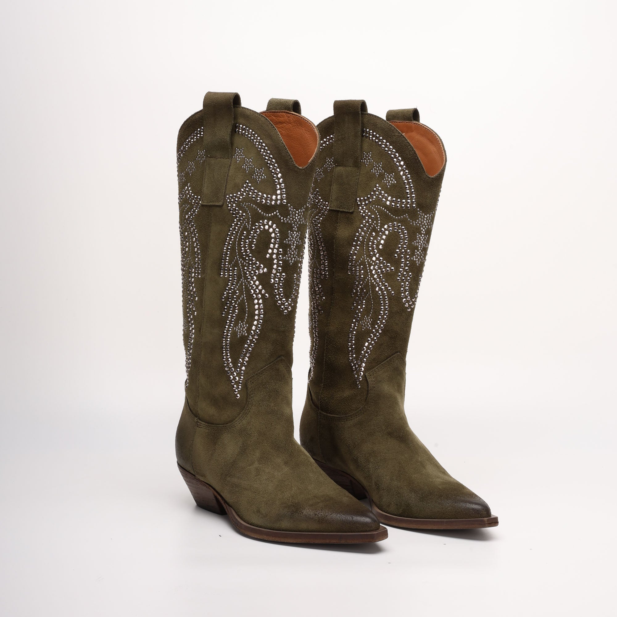 Texano Alto in Camoscio Karene Verde