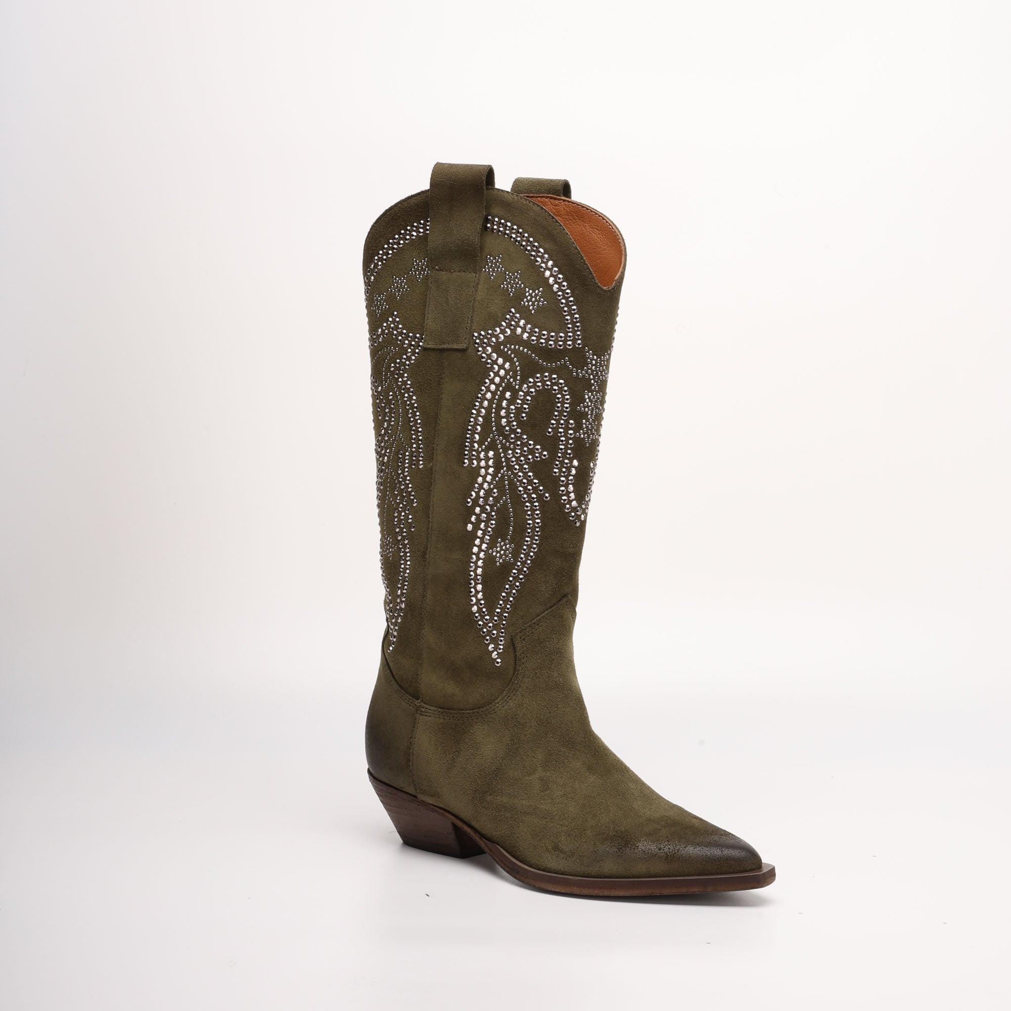 Texano Alto in Camoscio Karene Verde