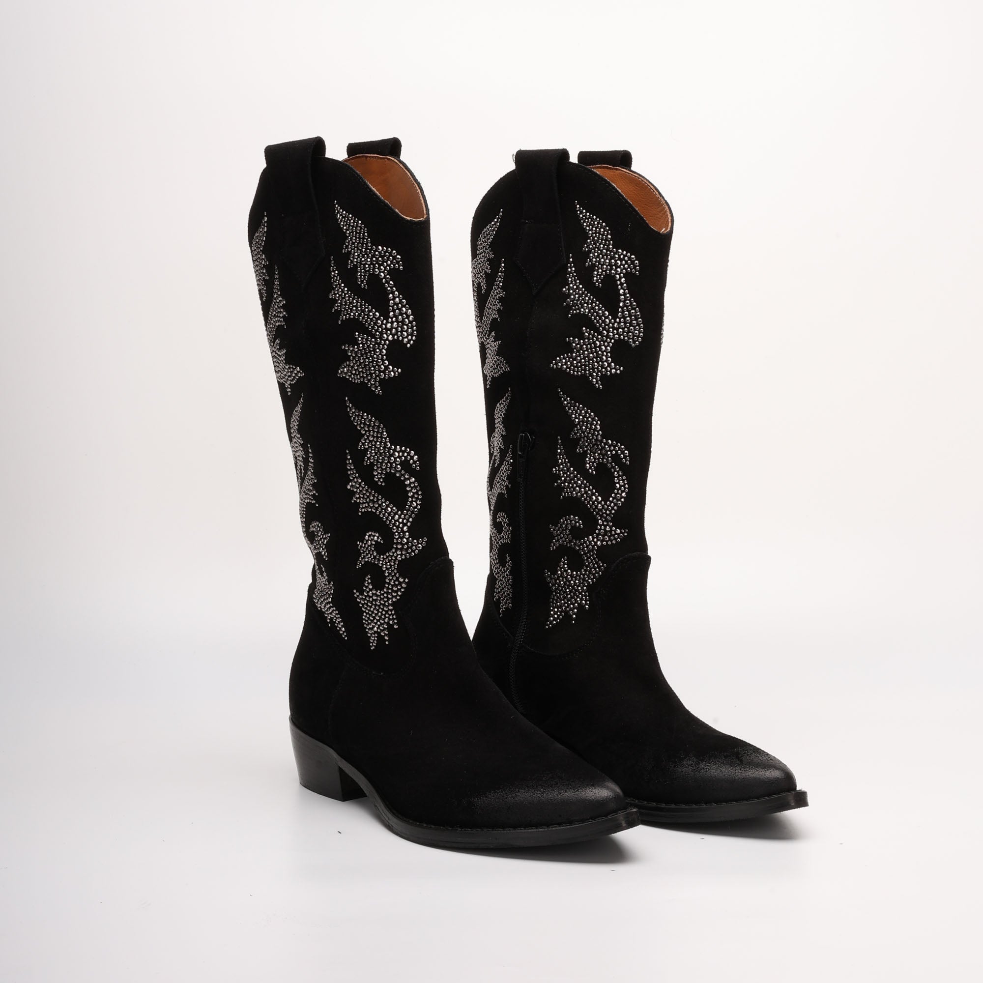 Stivale Alto Texano in Camoscio Daren Nero