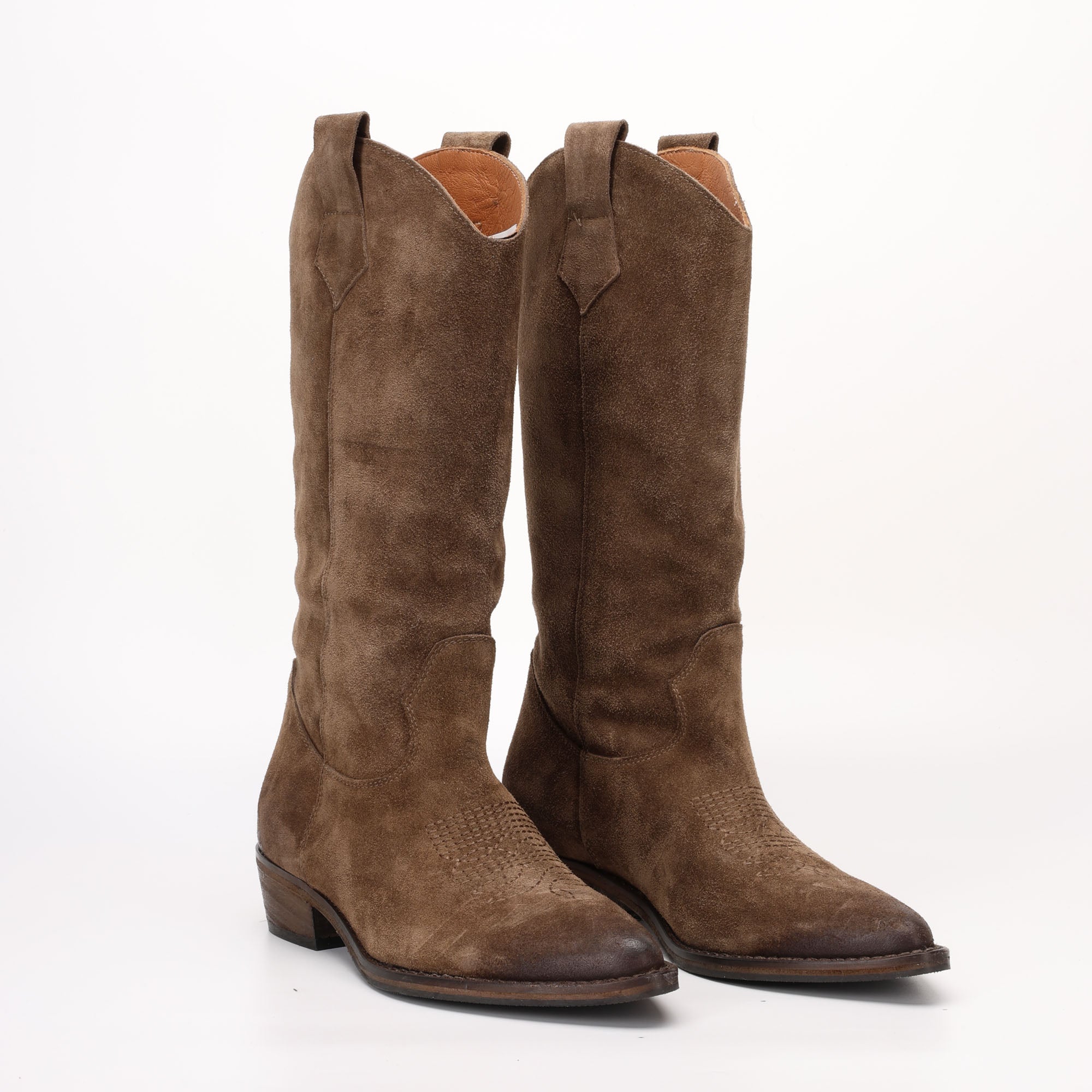 Stivale Texano in Camoscio Luisa Marrone Chiaro