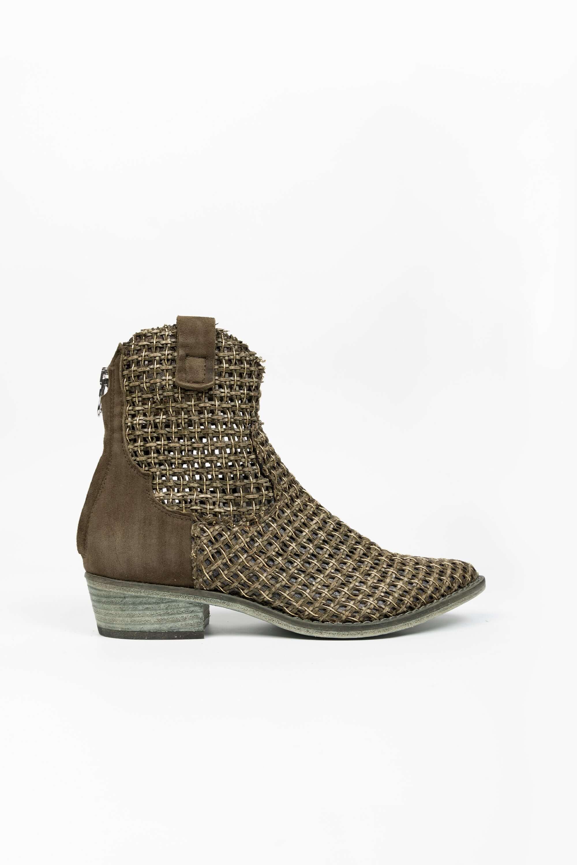Stivaletti Texani in Pelle Intrecciata Freya