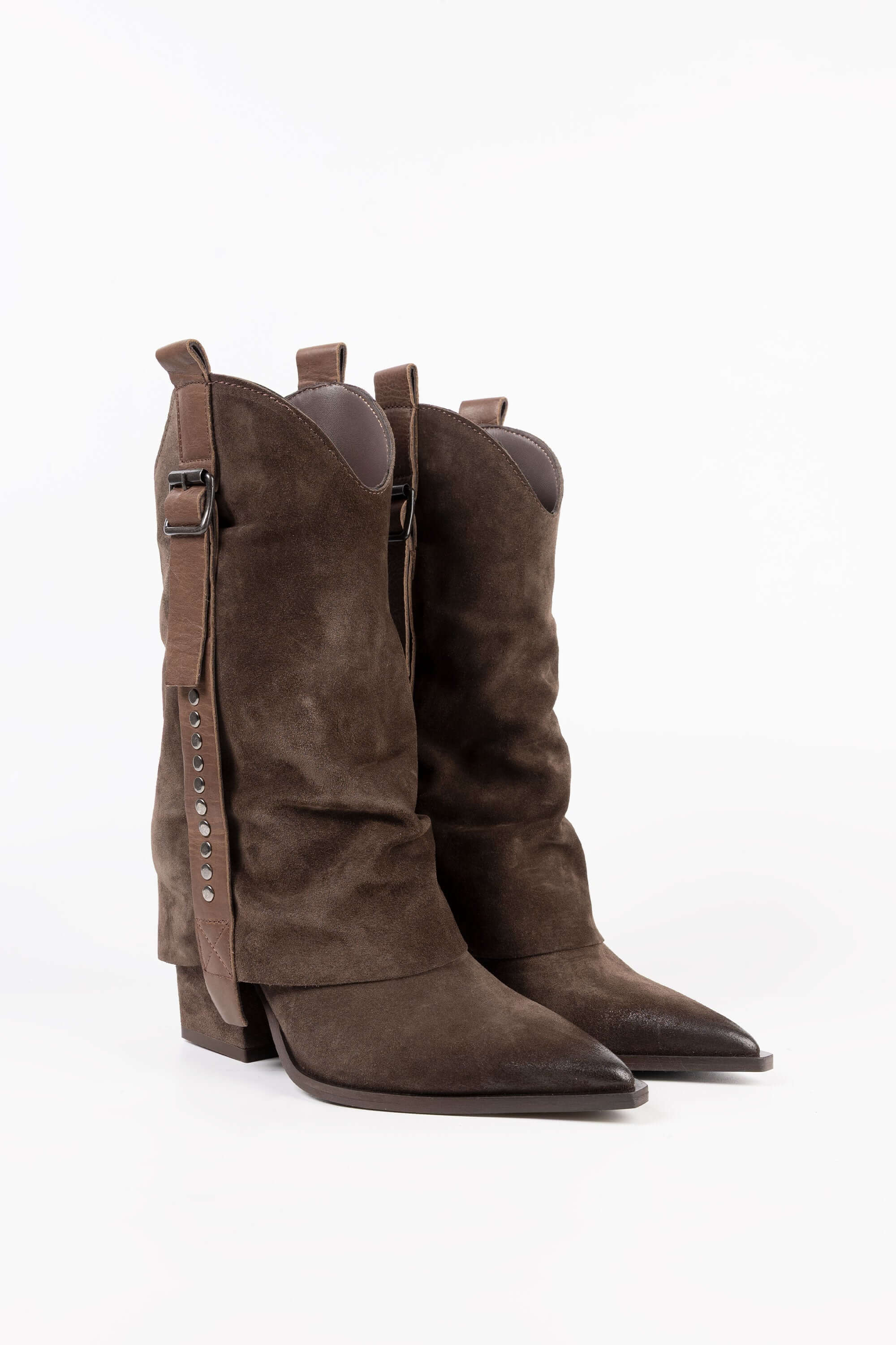 Stivaletti Texani in Camoscio con Borchie Penelope