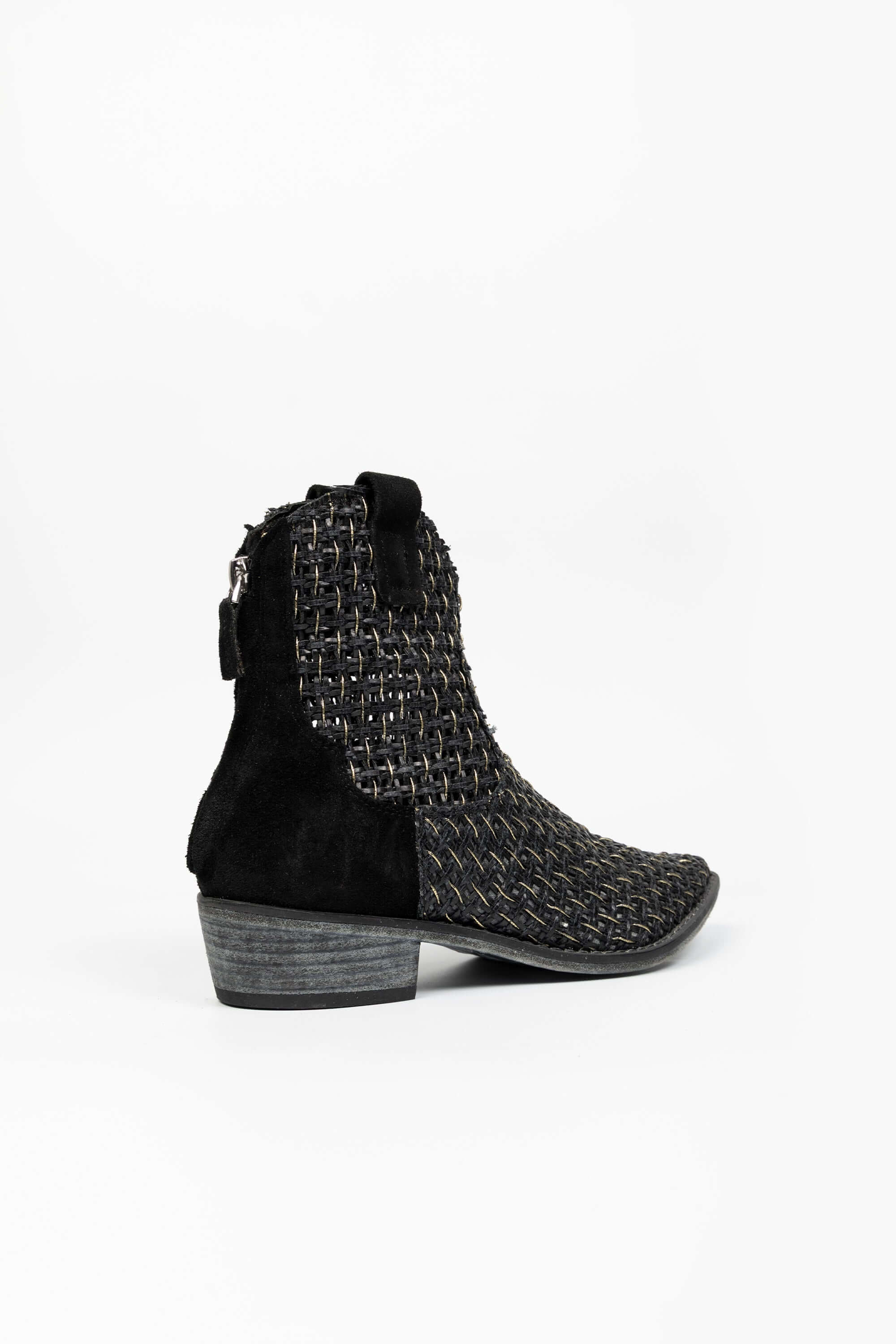 Stivaletti Texani in Pelle Intrecciata Freya