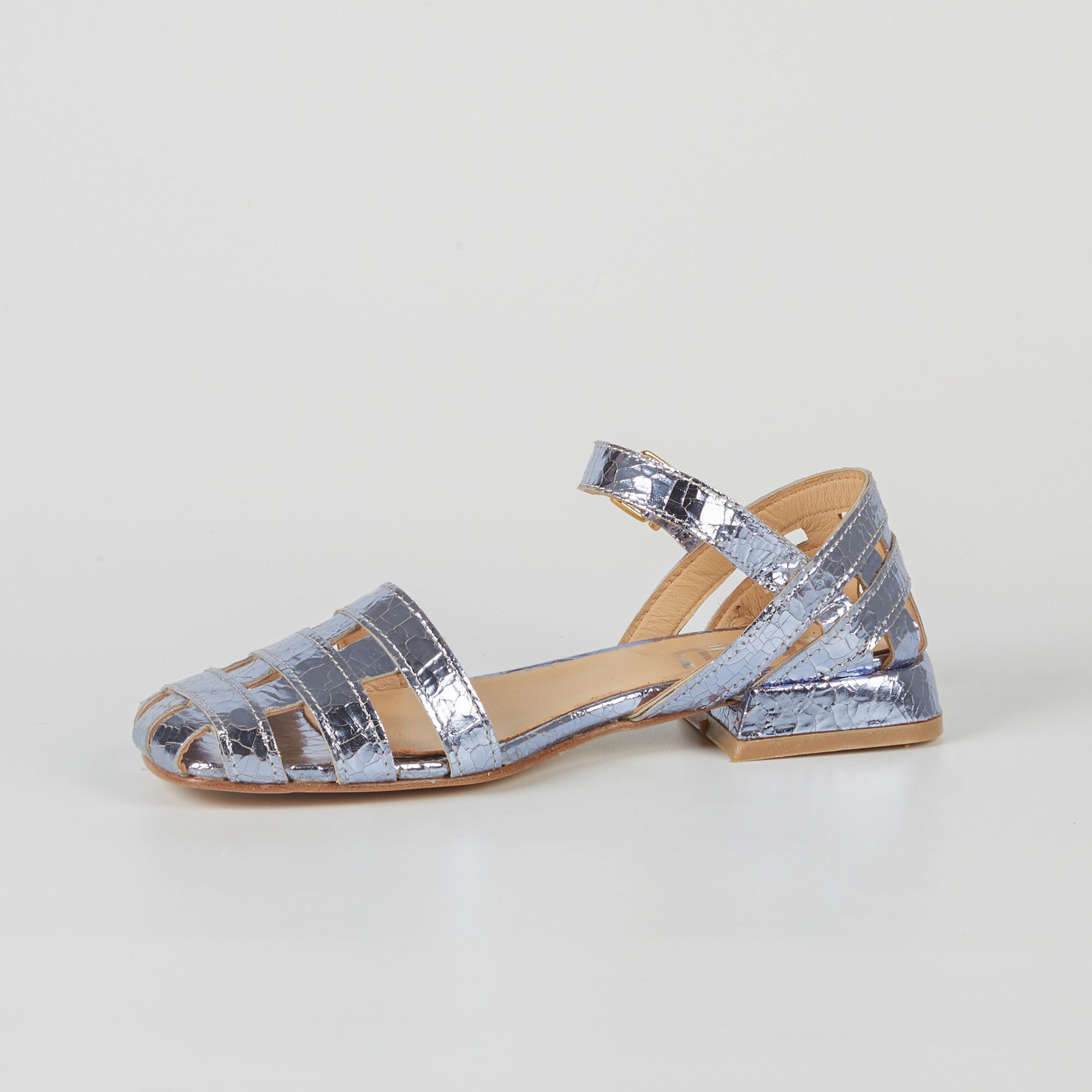 Sandali In Pelle Laminata Amber Azzurri