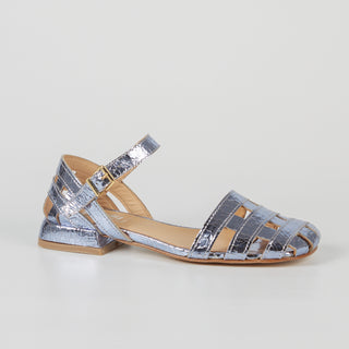 Amber Blue Laminated Leather Sandals