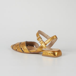 Beatrice Golden Laminated Leather Sandals