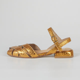 Beatrice Golden Laminated Leather Sandals