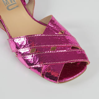 Sandalias Beatrice de piel laminada fucsia