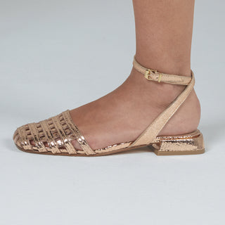 Sara Golden Laminated Leather Sandals