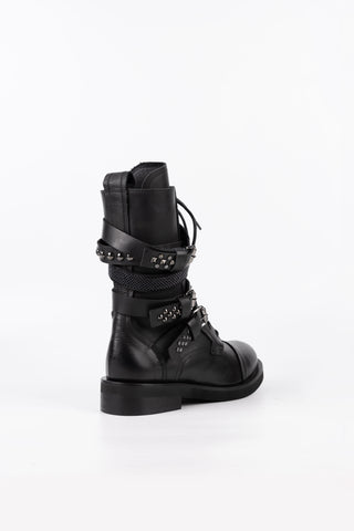 Bottines de combat en daim rubis