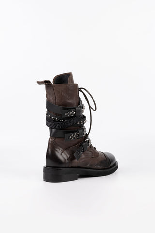 Bottines de combat en daim rubis