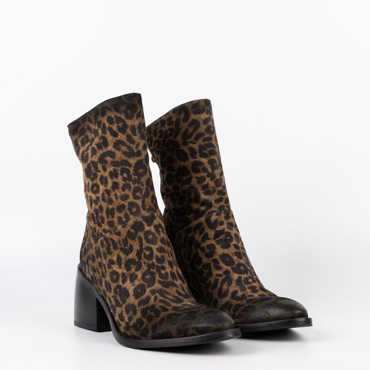 Leopard-Print Leather Ankle Boots Cristina Camel Leopard Print 35