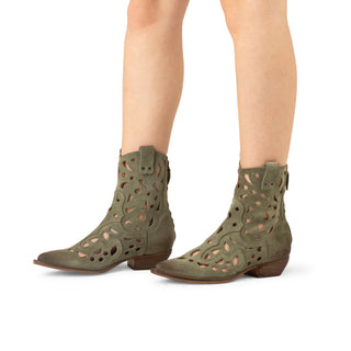 Green Suede Texan Ankle Boots