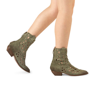 Green Suede Texan Ankle Boots