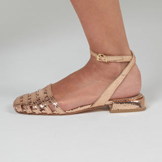 Sara Golden Laminated Leather Sandals