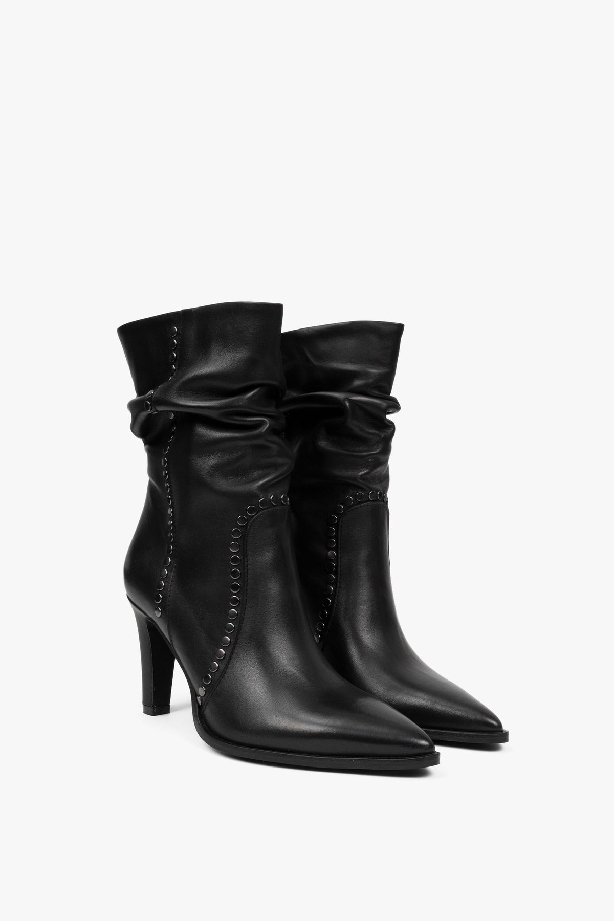 Stiefeletten Hoher Absatz mit Nieten in Leder Maeve