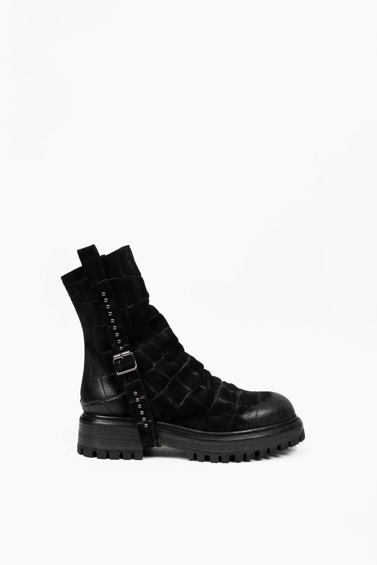 Bottines Effet Croco en Daim Roxane