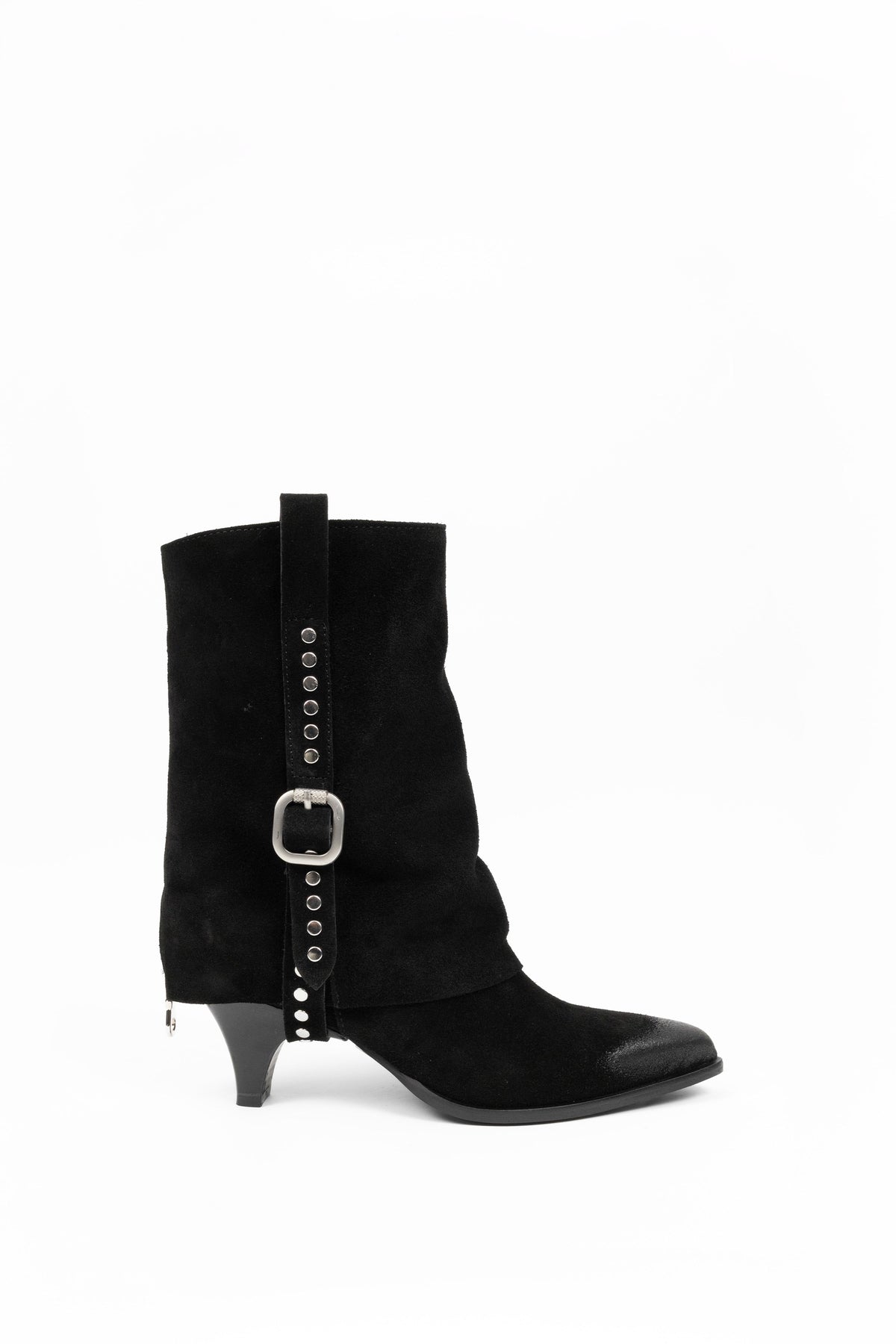 Stiefeletten Biker mit Nieten in Wildleder Yolanda
