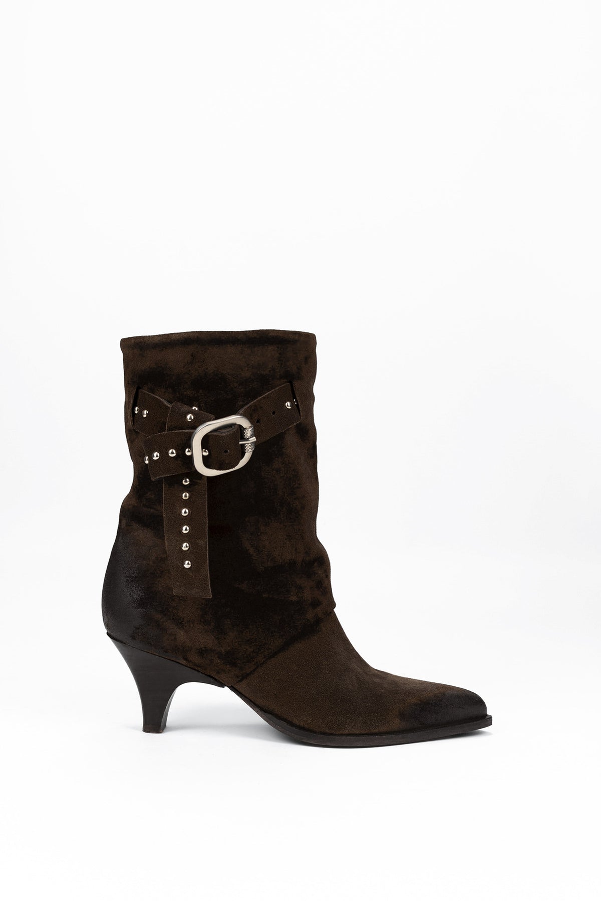 Botins Biker com Tachas em Camurça Lavinia