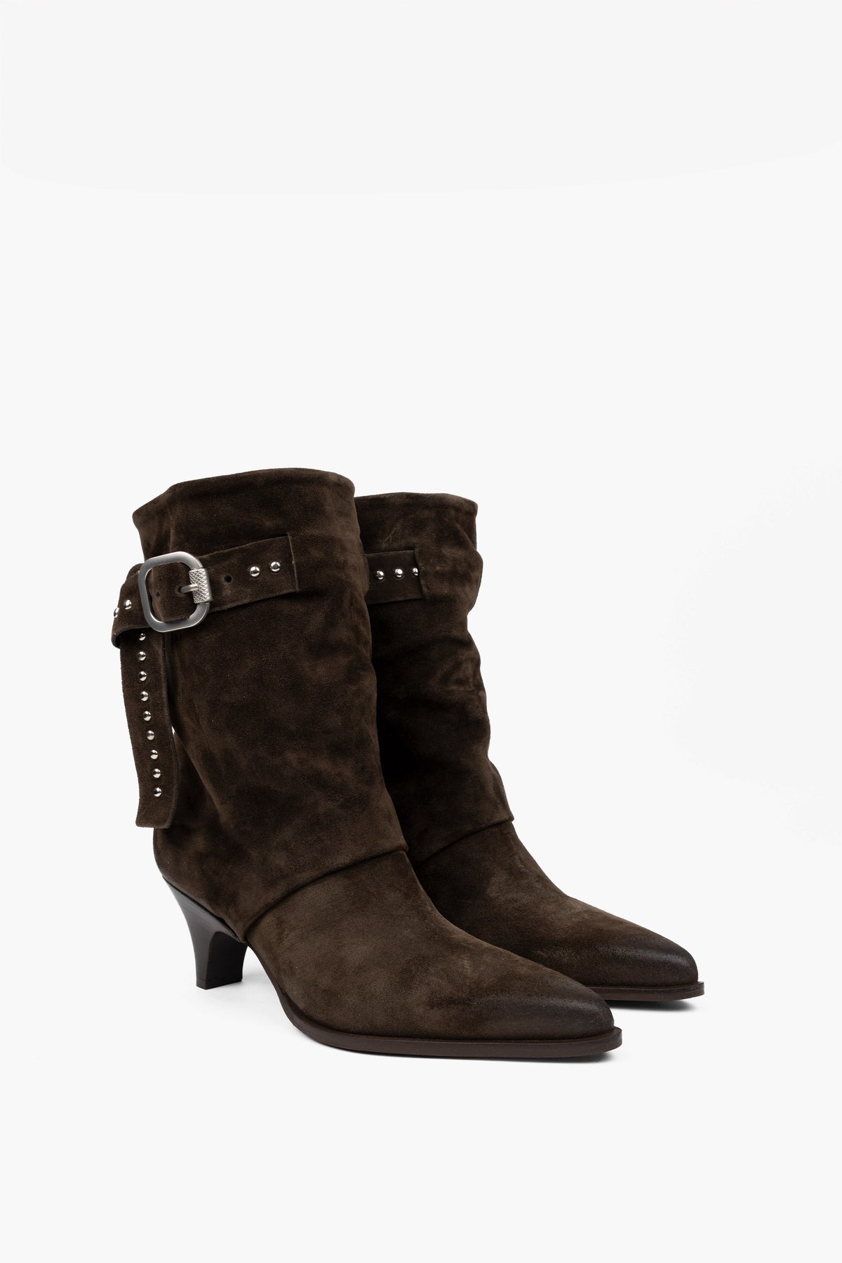 Botins Biker com Tachas em Camurça Lavinia