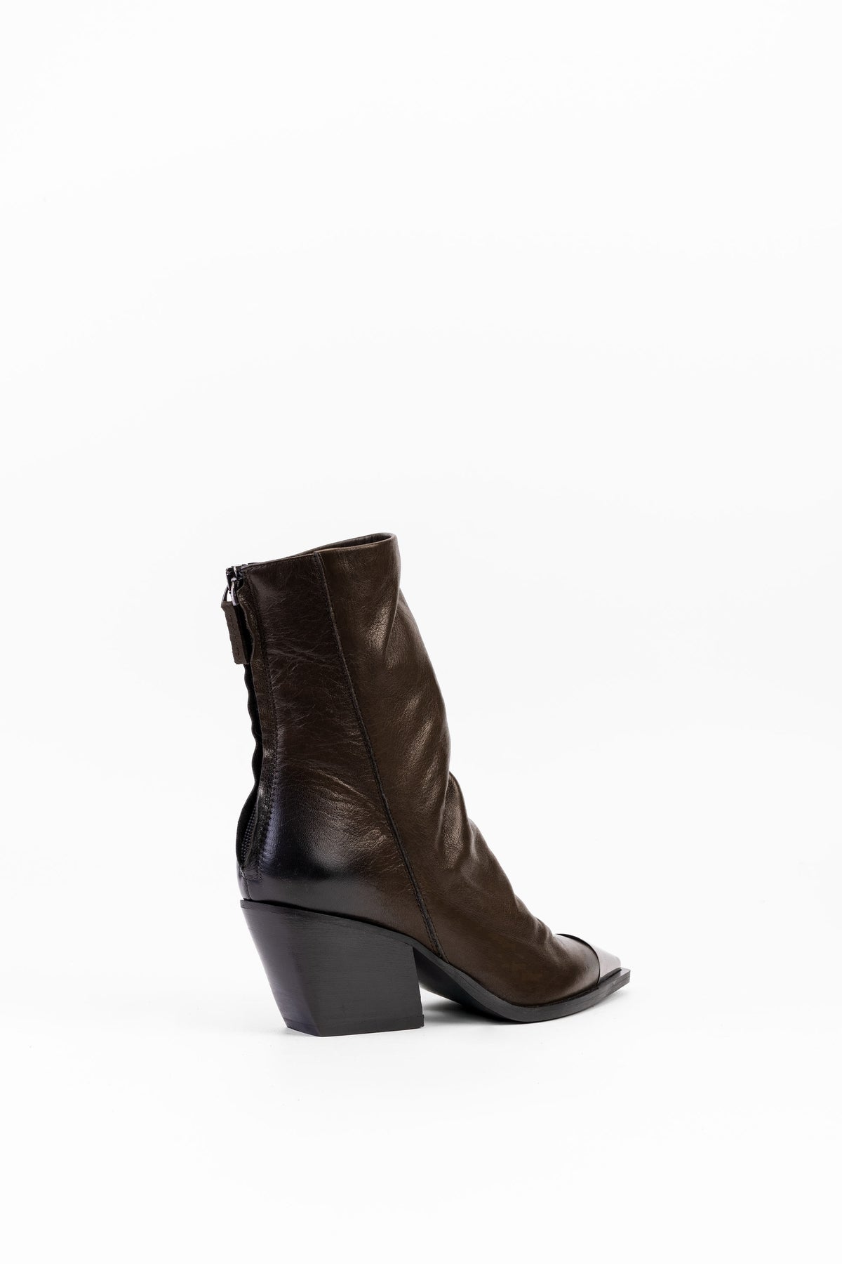 Nadine Leather Western Ankle Boots with Metal Toe