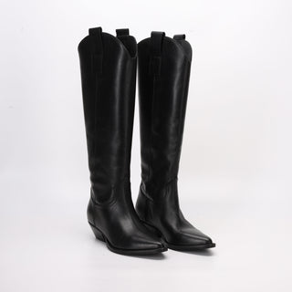 Bota texana de couro preto Ingrid