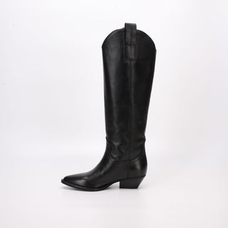 Botte texane en cuir noir Ingrid