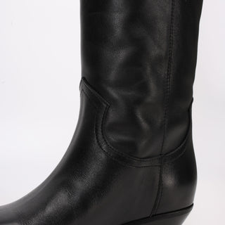 Botte texane en cuir noir Ingrid