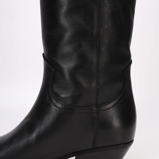 Bota texana de couro preto Ingrid