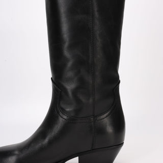 Botte texane en cuir noir Ingrid