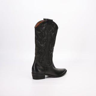 Lena Black Leather Padded Texan High Boot