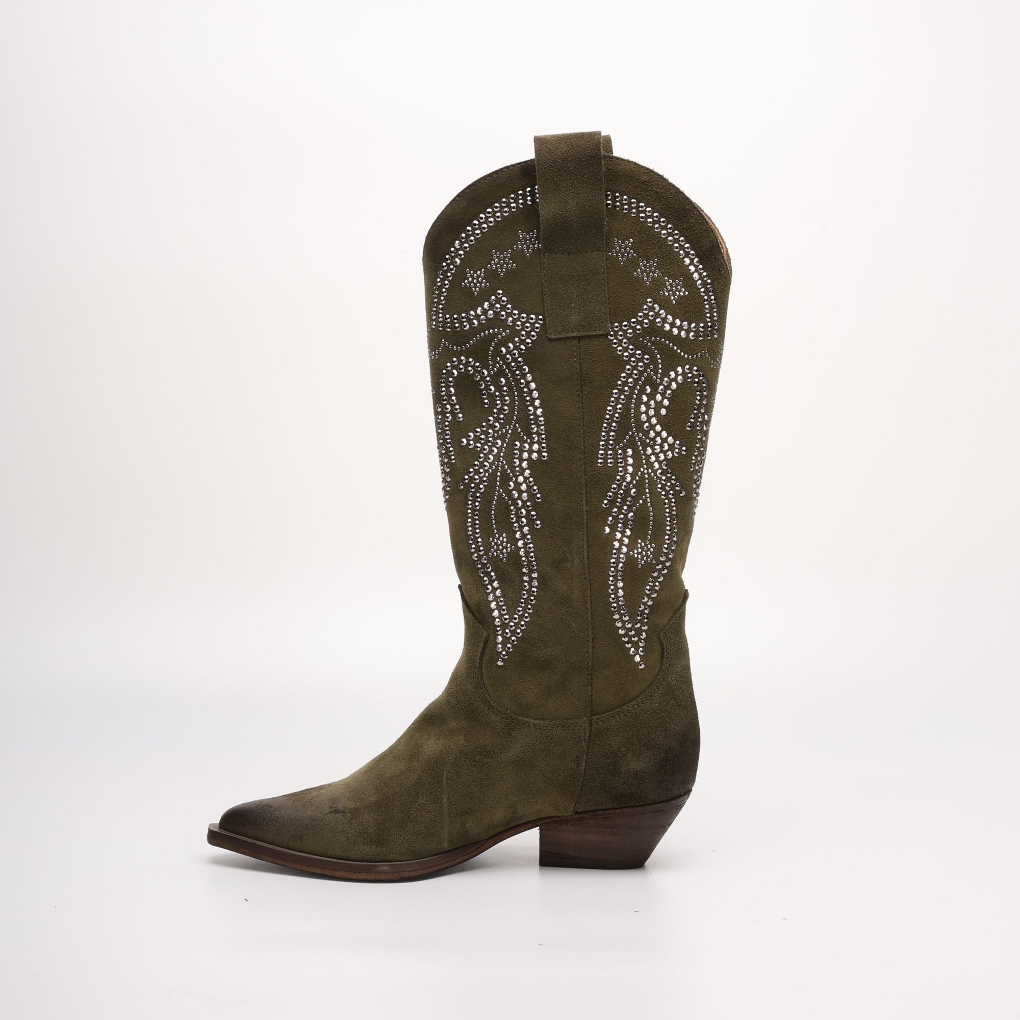 Texano Alto in Camoscio Karene Verde