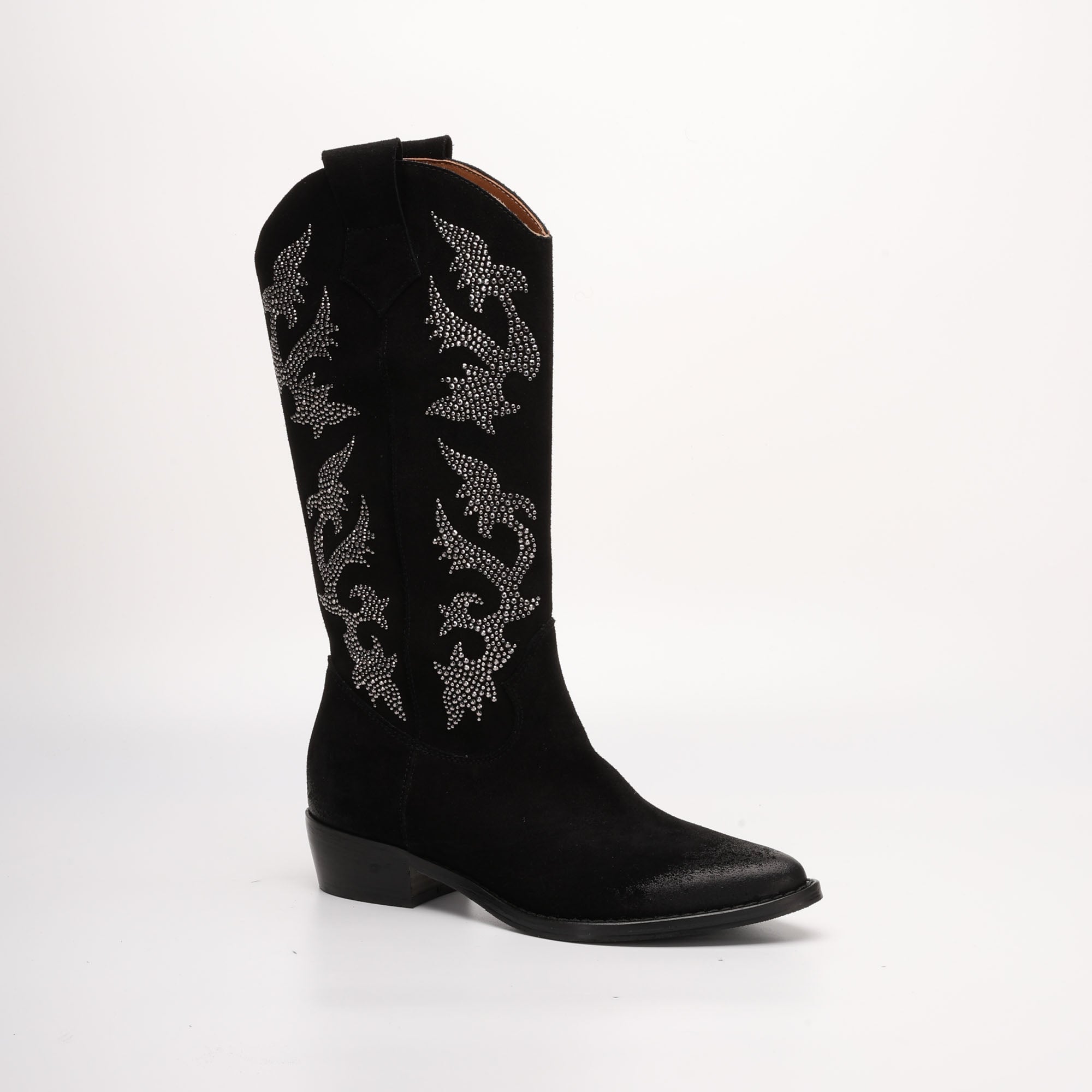 Stivale Alto Texano in Camoscio Daren Nero