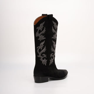 Daren Tall Texan Boot in Black Suede