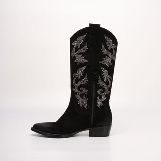 Daren Tall Texan Boot in Black Suede