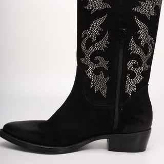 Daren Tall Texan Boot in Black Suede