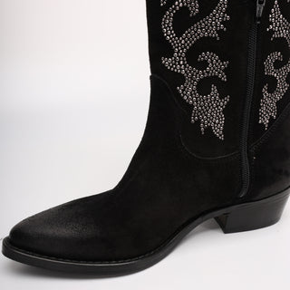 Daren Tall Texan Boot in Black Suede