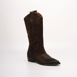 Botte texane en daim marron Luisa