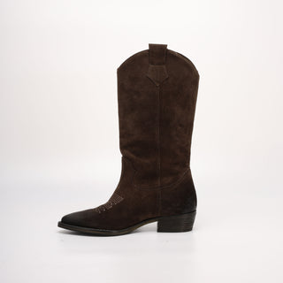 Botte texane en daim marron Luisa