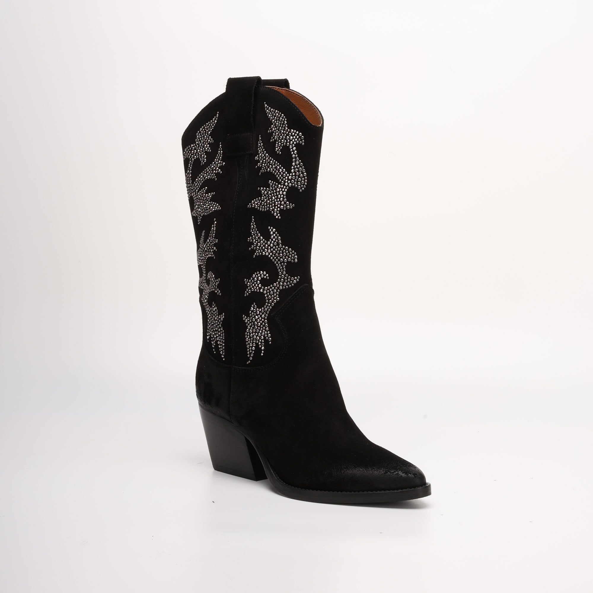 Stivale Alto Texano in Camoscio Jasmine Nero