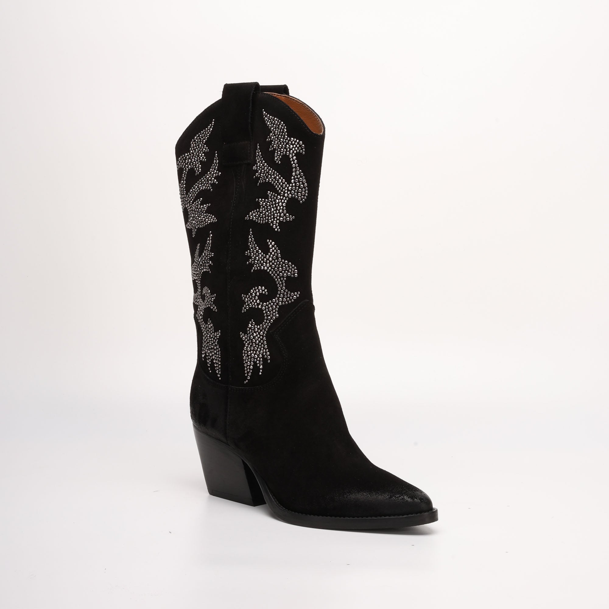 Stivale Alto Texano in Camoscio Jasmine Nero