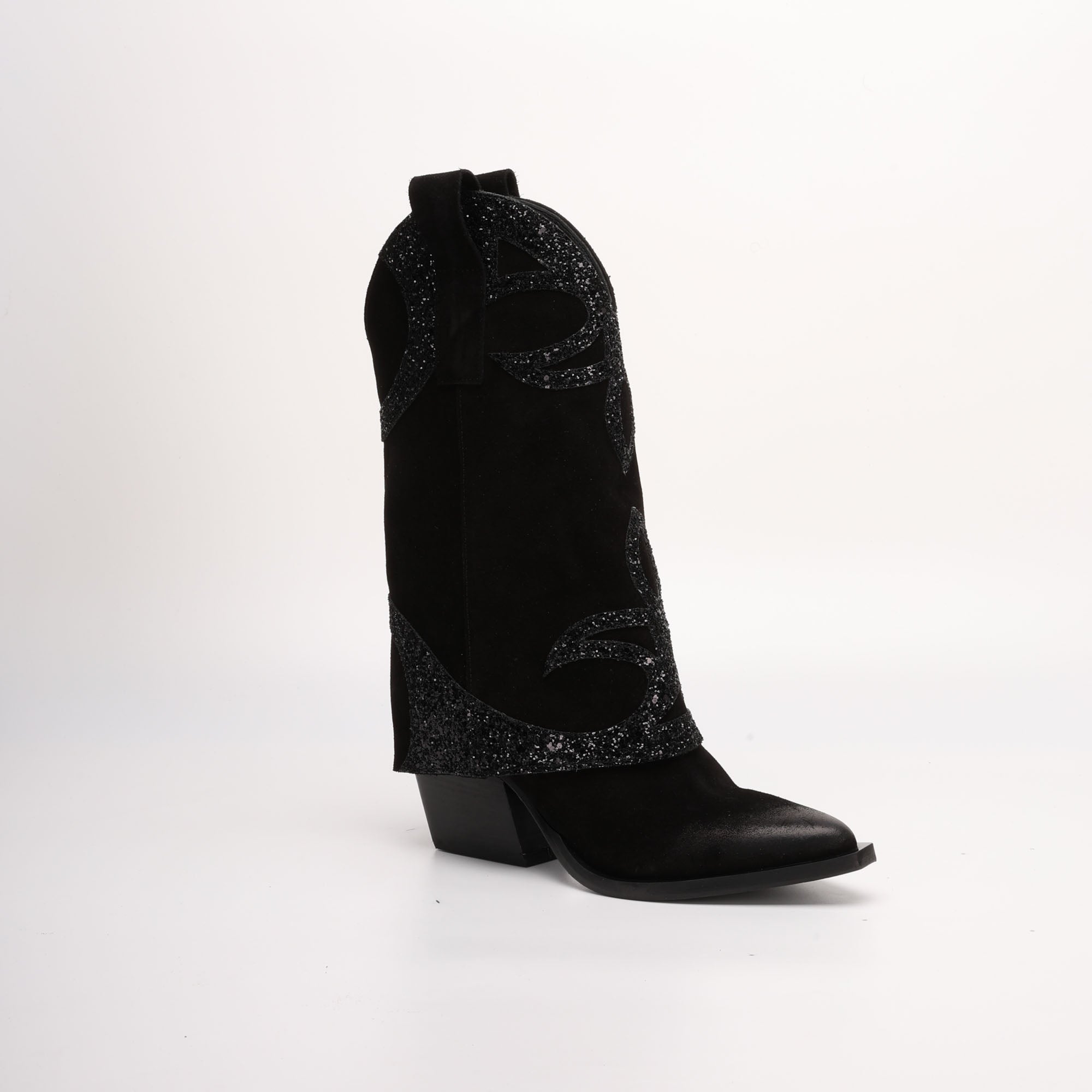 Stivale Texano Alto in Camoscio Isa Nero
