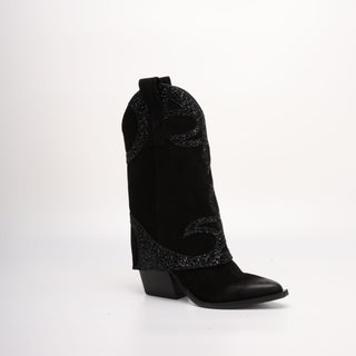 Isa High Texan Boot in Black Suede