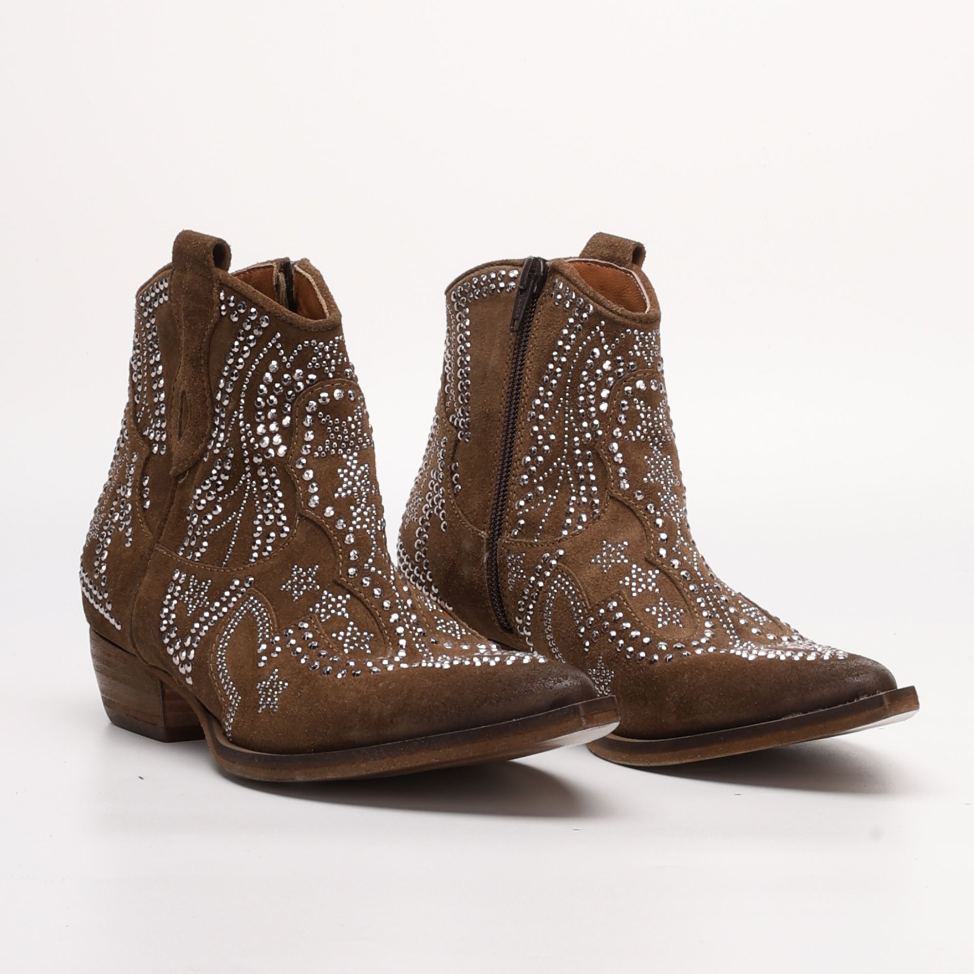 Tronchetto in Camoscio con Strass Nives Marrone