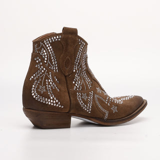 Suede ankle boot with Nives Brown Rhinestones