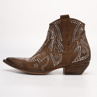 Suede ankle boot with Nives Brown Rhinestones