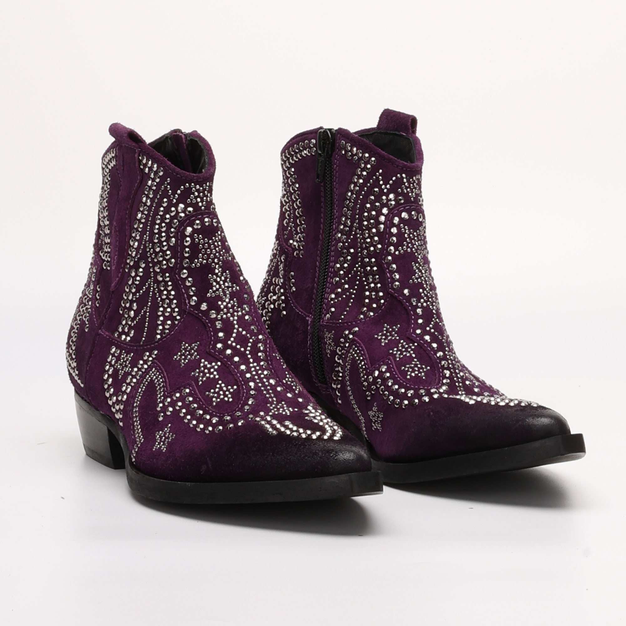 Tronchetto in Camoscio con Strass Nives Viola